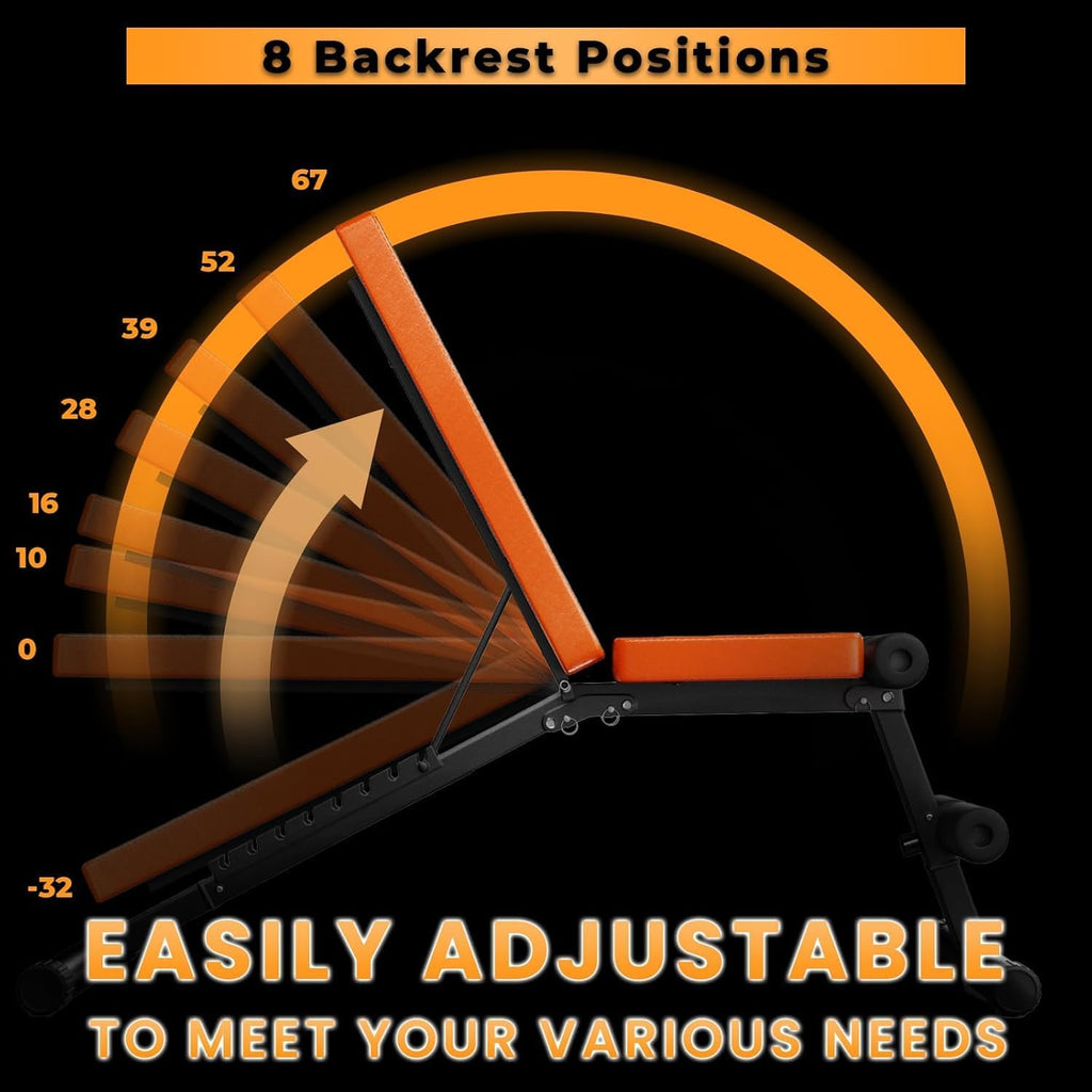 Silla ergonómica con respaldo ajustable que muestra 8 posiciones sobre un fondo negro.