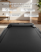 Cinta de correr con funciones de seguimiento del entrenamiento que se muestran en una pantalla