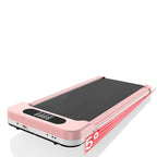 Máquina de adelgazamiento de color rosa y blanco con pantalla digital sobre fondo blanco.